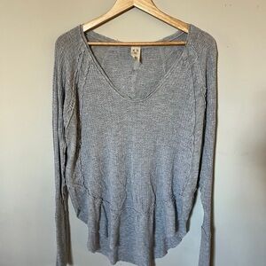 Free People We The Free Catalina Thermal Long Sleeve Tee Gray XS